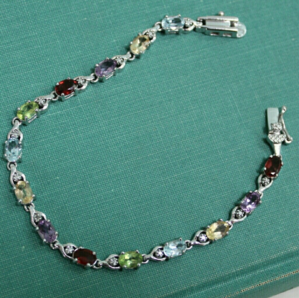 Silver gemstone bracelet